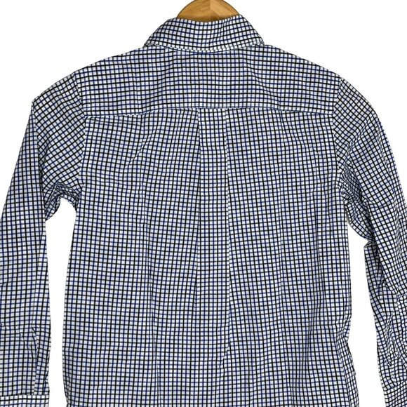 Chaps Boys Long Sleeve Plaid Button Down Shirt Kids Size 8 Blue White Check - Picture 10 of 12